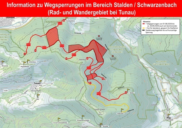 Wegsperrung im Bereich Stalden - Schwarzenbach bei Tunau